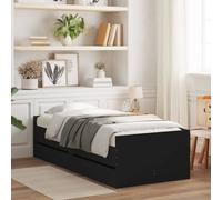 Bed frame 90x190 Engineered-wood Smoked Oak with 2 Drawers Storage Slats Single [EEK: A]