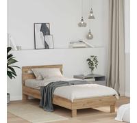 Bed Frame Artisan Oak 100x200cm Engineered Wood Slatted Headboard Modern Minimal
