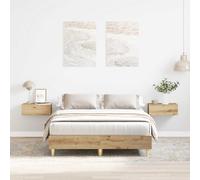 Bed frame Artisan Oak 140x190 cm Engineered Wood Slatted Minimalist Durable 2ppl