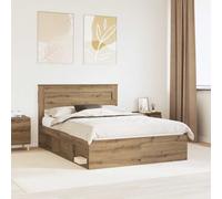 Bed Frame Artisan oak 140x190 cm Solid Pine Headboard Engineered Wood Slatted 2p