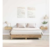 Bed Frame Artisan Oak 140x200cm Eucalyptus & Engineered Wood Slatted Modern Low
