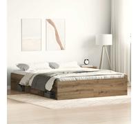 Bed Frame Artisan Oak 75x190cm Engineered & Pinewood 6 Open Compartments Plywood