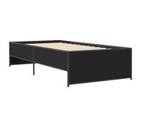 Bed Frame Base Black 90x190 cm Single Engineered Wood and Metal vidaXL