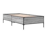 Bed Frame Base Grey Sonoma 100x200 cm Engineered Wood and Metal vidaXL