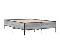 Bed Frame Base Grey Sonoma 140x200 cm Engineered Wood and Metal vidaXL