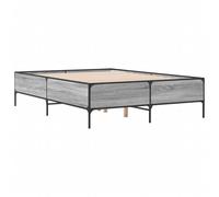 Bed Frame Base Grey Sonoma 160x200 cm Engineered Wood and Metal vidaXL