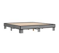Bed Frame Base Grey Sonoma 200x200 cm Engineered Wood and Metal vidaXL