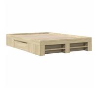 Bed Frame Base Home Bedstead Sonoma Oak 135x190 cm Engineered Wood vidaXL