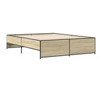 Bed Frame Base Sonoma Oak 140x200 cm Engineered Wood and Metal vidaXL