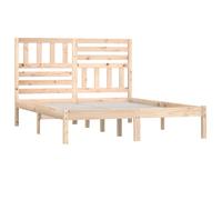 Bed Frame without Mattress White Solid Wood Pine 140x190 cm