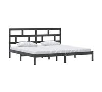 3101242 vidaXL Bed Frame without Mattress Black Solid Wood Pine 200x200 cm (810041+814218)