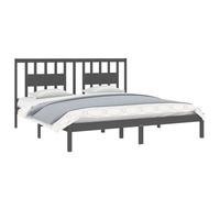 vidaXL Solid Wood Pine Bed Frame Grey 200x200 cm Bedstead Platform Bed Frame