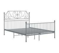 vidaXL Bed Frame Grey Metal Home 140x200 cm Bedroom Furniture Unit Bedstead
