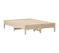 vidaXL Bed Frame Bed Base Bedstead Wax Brown 135x190 cm Double Solid Wood Pine