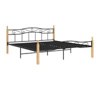 Bed Frame Bedroom Bed Base Matress Foundation Metal and Solid Oak Wood vidaXL