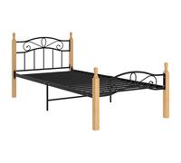 Bed Frame Bedroom Bed Base Matress Foundation Metal and Solid Oak Wood vidaXL