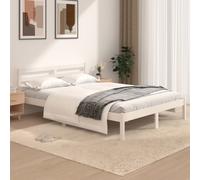 Vidaxl Bed Frame Solid Wood Pine 120X190 Cm White Small Double, White