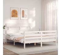 Bed Frame Bedroom Platform Bed Frame Bedstead with Headboard Solid Wood vidaXL