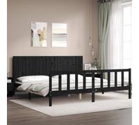 Bed Frame Bedroom Platform Bed Frame Bedstead with Headboard Solid Wood vidaXL