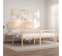 Bed Frame Bedroom Platform Bed Frame Bedstead with Headboard Solid Wood vidaXL