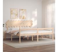 Bed Frame Bedroom Platform Bed Frame Bedstead with Headboard Solid Wood vidaXL