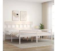 Bed Frame Bedroom Platform Bed Frame Bedstead with Headboard Solid Wood vidaXL
