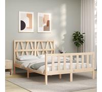 Bed Frame Bedroom Platform Bed Frame Bedstead with Headboard Solid Wood vidaXL