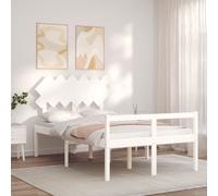 Bed Frame Bedroom Platform Bed Frame Bedstead with Headboard Solid Wood vidaXL