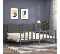 Bed Frame Bedroom Platform Bed Frame Bedstead with Headboard Solid Wood vidaXL