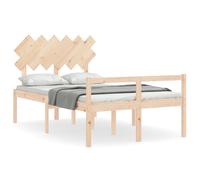vidaXL Bed Frame with Headboard 200x200 cm Solid Wood - Brown, Brown