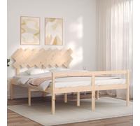 Bed Frame Bedroom Platform Bed Frame Bedstead with Headboard Solid Wood vidaXL