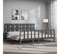 Bed Frame Bedroom Platform Bed Frame Bedstead with Headboard Solid Wood vidaXL