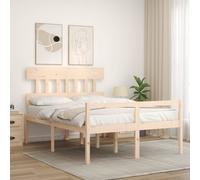 (white, 200 x 200 cm/high) vidaXL Bed Frame with Headboard Mattress Foundation Bed Base Single Solid Wood