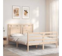 Bed Frame Bedroom Platform Bed Frame Bedstead with Headboard Solid Wood vidaXL