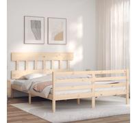 Bed Frame Bedroom Platform Bed Frame Bedstead with Headboard Solid Wood vidaXL
