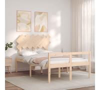 Bed Frame Bedroom Platform Bed Frame Bedstead with Headboard Solid Wood vidaXL