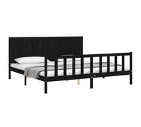 (black, 200 x 200 cm) vidaXL Bed Frame Bed Base Platform Bed with Headboard Black Single Solid Wood