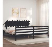 Bed Frame Bedroom Platform Bed Frame Bedstead with Headboard Solid Wood vidaXL [EEK: N/A]
