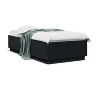 Bed Frame Black 100x200 cm Engineered Wood Plywood Slats Modern Minimalist