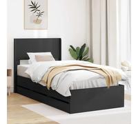 vidaXL Bed Frame with Storage and Headboard Black 100 x 200 cm, Black