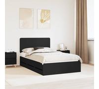 Bed frame Black 120x190 cm Engineered Wood Hidden Drawer Minimal design Modern