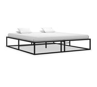 Bed frame Black 140x200 cm Powder-coated Metal Slatted Base Modern Sturdy Design