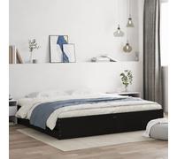 Bed Frame Black 160x200cm Engineered Wood with 6 Drawers Storage Modern Platform