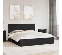 Bed frame Black 180x200 cm Engineered wood Hidden Drawer Sleek Modern for homes