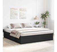 Bed frame Black 180x200cm Engineered Wood & Pine Modern Storage 6 Compartments.