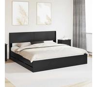 vidaXL Bed Frame with Storage and Headboard Black 200 x 200 cm, Black