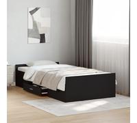 Bed frame Black 75 x 190 cm Engineered Wood Small Single Storage Drawer Compact