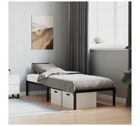 Bed frame Black 80x200cm Steel Metal Slatted Compact Guest Bed with Storage