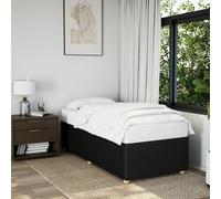 Bed Frame Black 90x190 cm Single Fabric Polyester Upholstered Slatted Headboard [EEK: A]