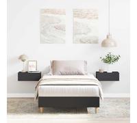 Bed Frame Black 90x200cm Engineered Wood Slatted Platform Minimalist NoBoxSpring